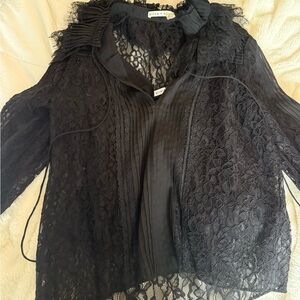 Alice + Olivia Elegant Black Lace Blouse